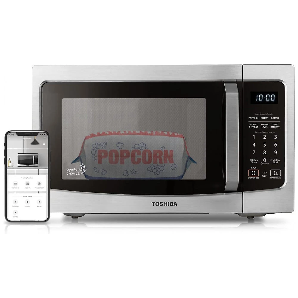 Micro Ondas de Bancada em Aço Inoxidável 36L com Controle por APP, 110V 1100W, TOSHIBA ML EM34PSS, Prata