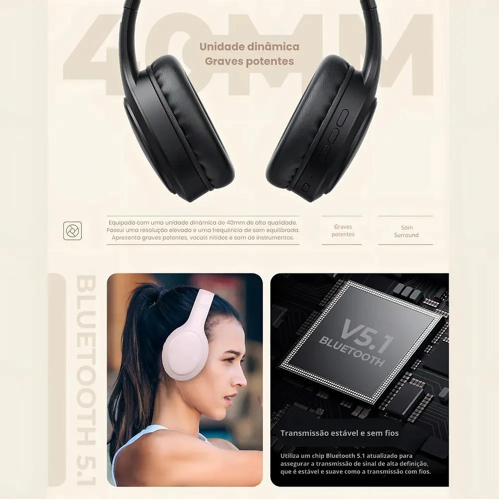 Miniatura Fone De Ouvido Headphone Dapon H02D Bluetooth 5.1 Microfone