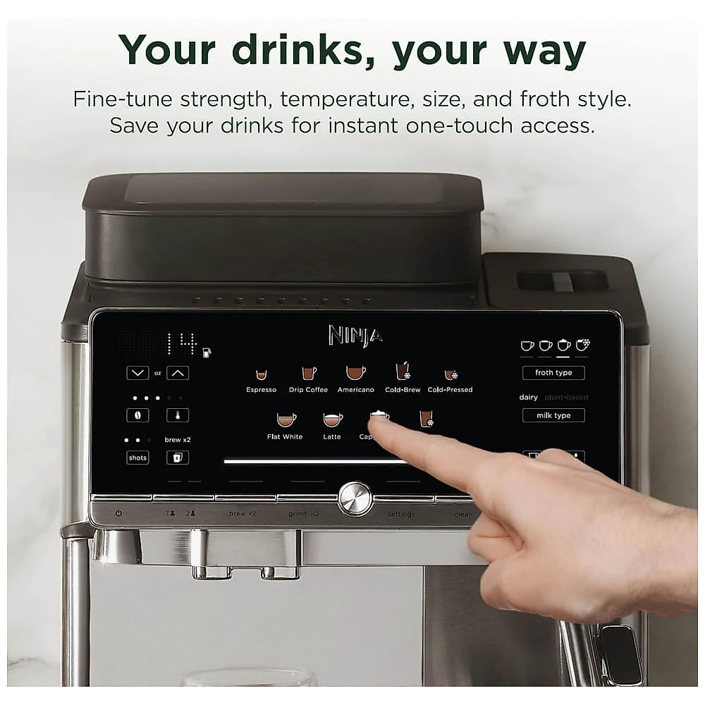 Cafeteira Espresso Automática Ninja Auto Barista AE1001 Moinho Embutido 10 Bebidas Toque
