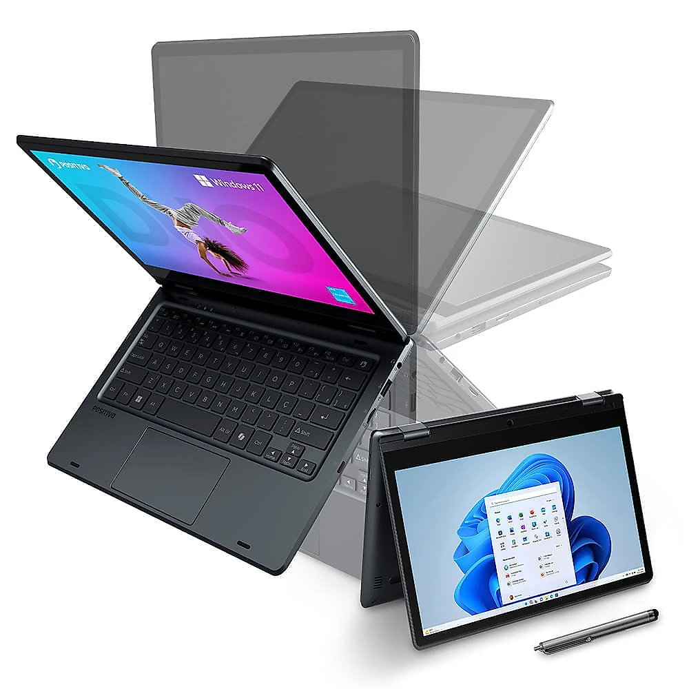Notebook 2 em 1 Positivo Duo C4128E Intel® Celeron® N4500 Windows 11 Home 4GB RAM  128GB eMMC 11” LED HD IPS - Cinza