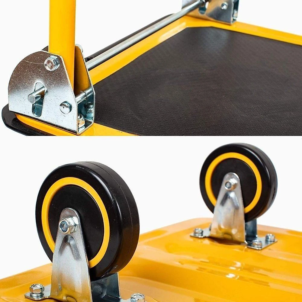 Carrinho de Carga Plataforma 150KG Dobrável 4 Rodas Amarelo e Preto Yeet