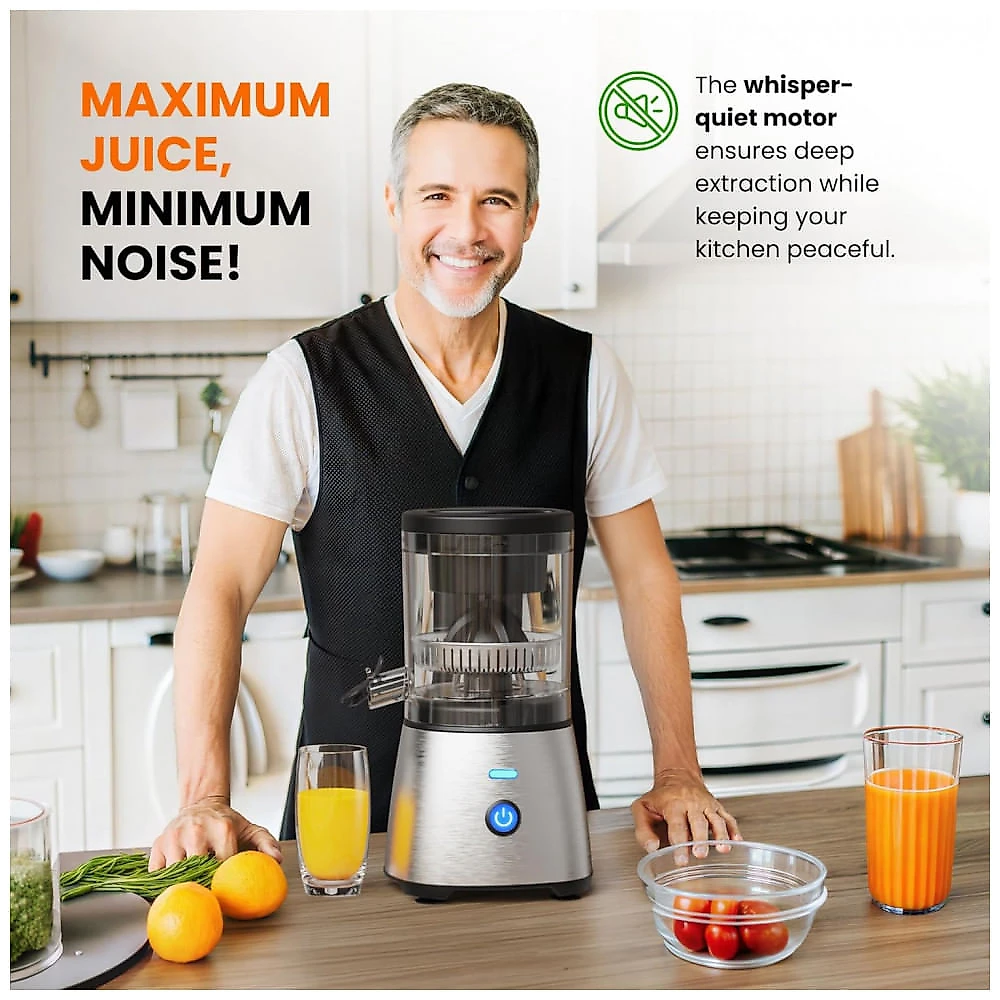 Espremedor de Frutas Cítricas Elétrico Eurolux em Aço Inoxidável - Premium, Sem Mãos, Tela de Toque Única para Suco de Laranja de Limões e Limas