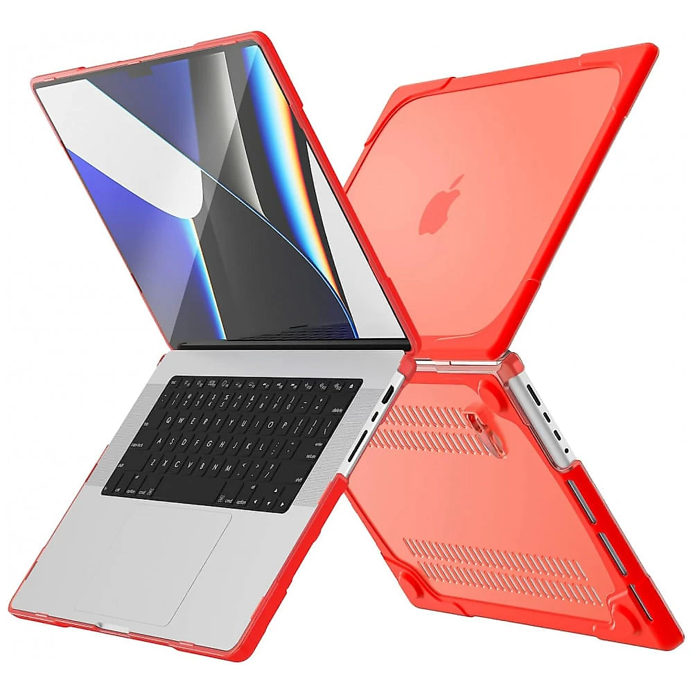 Capa Rígida Batianda MacBook Pro 14" Vermelha – Modelos A2992, A2918, A2779, A2442 com Suporte Dobrável e Proteção Completa