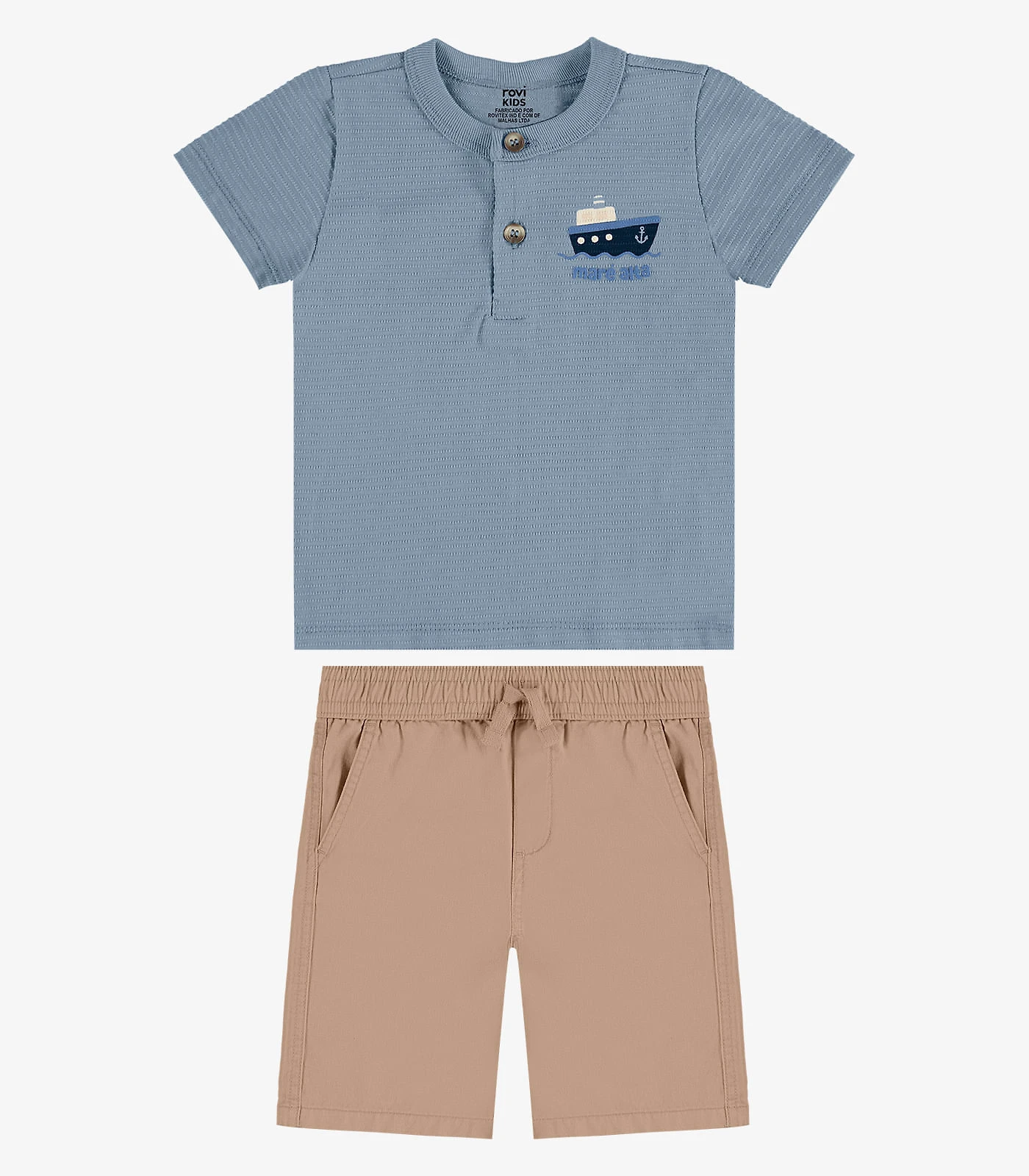 Conjunto Camiseta Com Bermuda Infantil Rovi Kids Azul