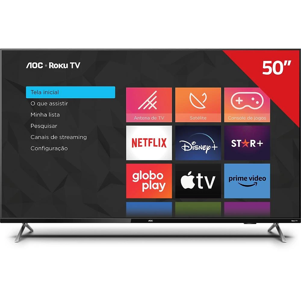 Smart TV AOC Roku LED 50 Polegadas 4K UHD Wi-Fi 50U6125/78G
