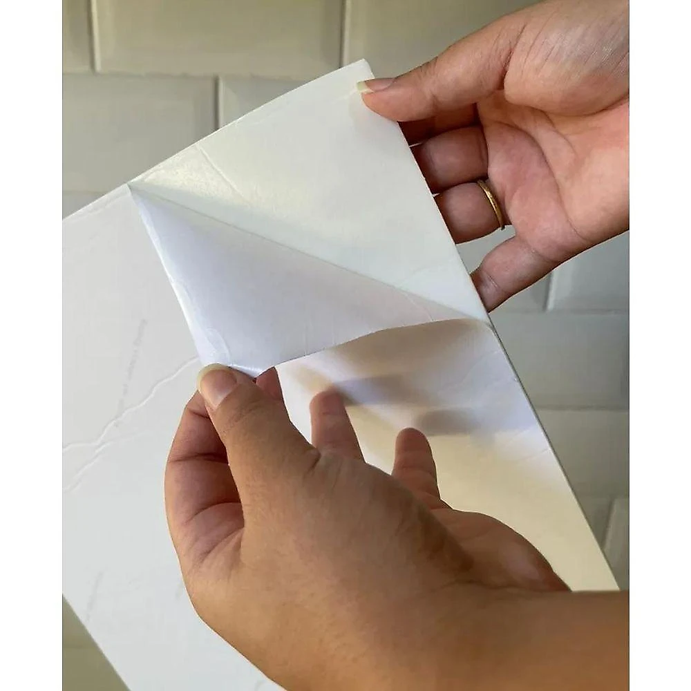 Papel de Parede Marmore 3D Liso PVC Autocolante Branco Braslu Kit 10 Unidades