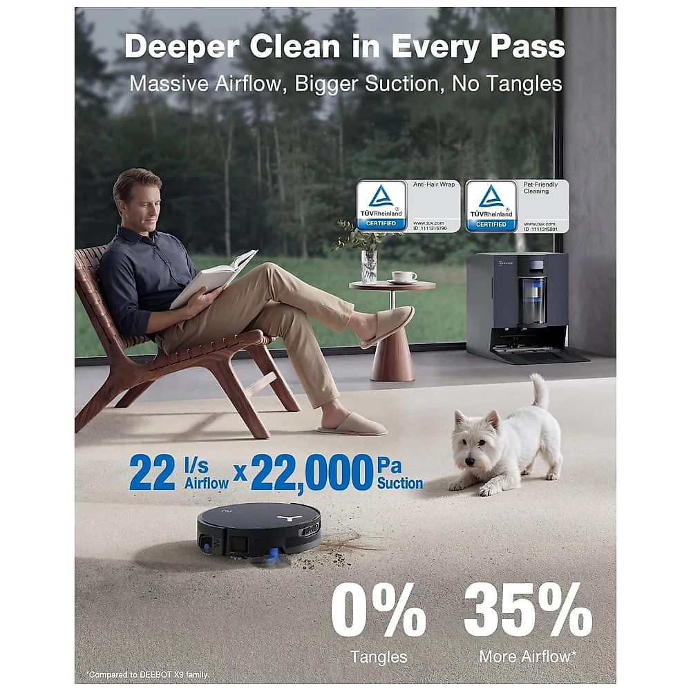 Robô Aspirador e Esfregão ECOVACS DEEBOT X12 OMNICYCLONE Prata com Sucção 22000Pa e Base Sem Saco