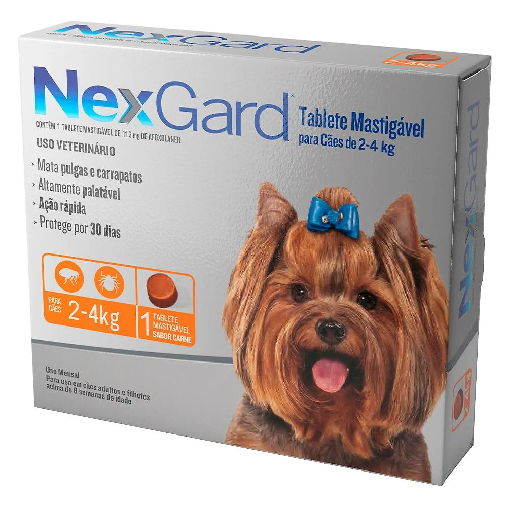 Antipulgas e Carrapatos NexGard 11,3 mg para Cães de 2 a 4 Kg - 1 Tablete