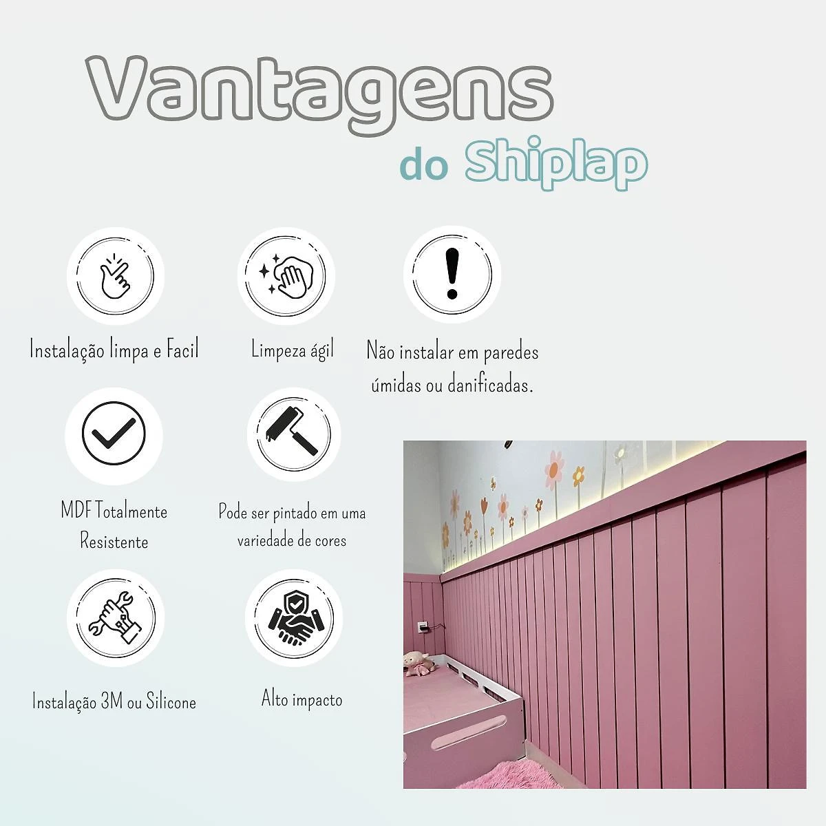 Miniatura Kit 22 Ripas Mdf Rustico Lambri Madeira Shiplap 5Cm Parede