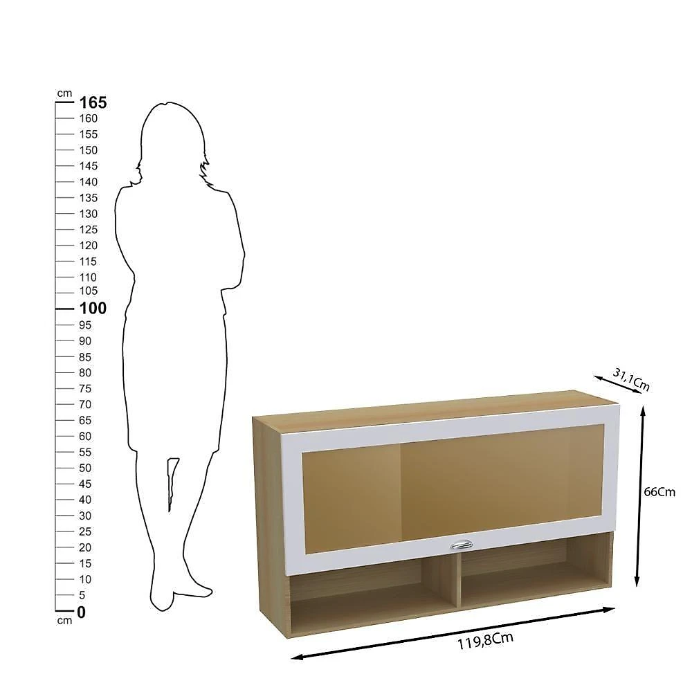 Armário Aéreo Denver CD-682 120CM 1 Porta MDP Basculante Branco Ditália