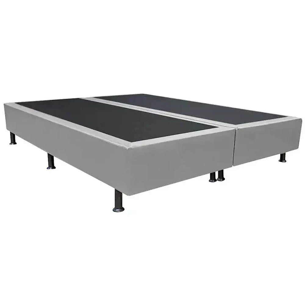 Base Box Queen Bipartido Cinza Suede 38x158x198