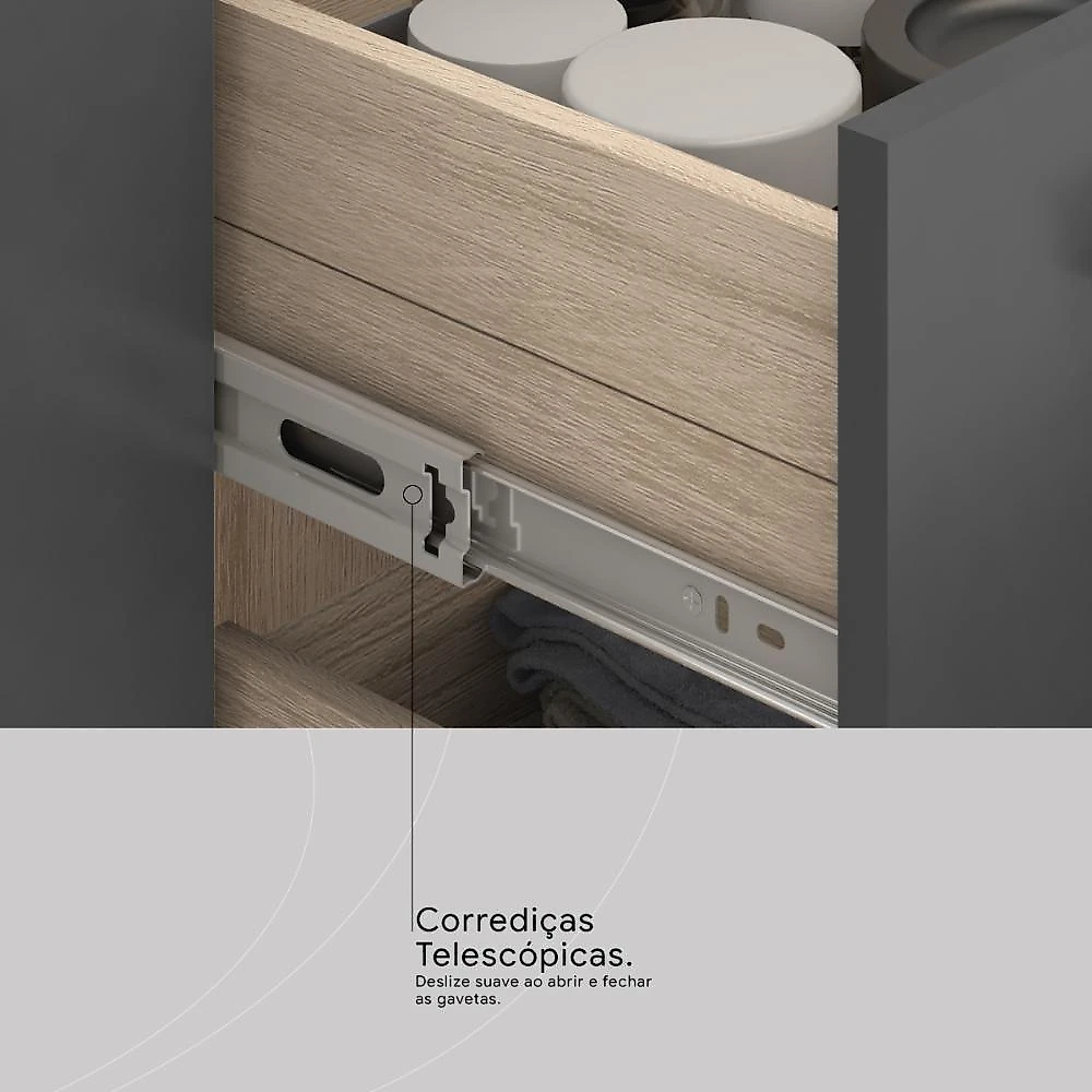 Cozinha Modulada Firenze 10 Portas 2 Gavetas Avena/grafito Demobile Avena/grafito