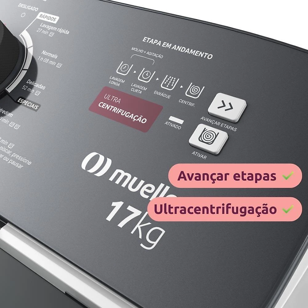 Máquina De Lavar Mueller 17kg Com Ultracentrifugação E Ciclo Rápido MLA17 110V Branco