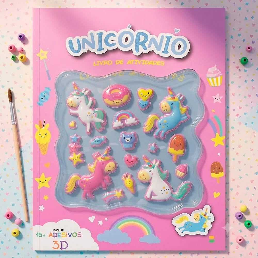 Livro de Atividades Unicórnio Todolivro com Mais de 15 Adesivos 3D