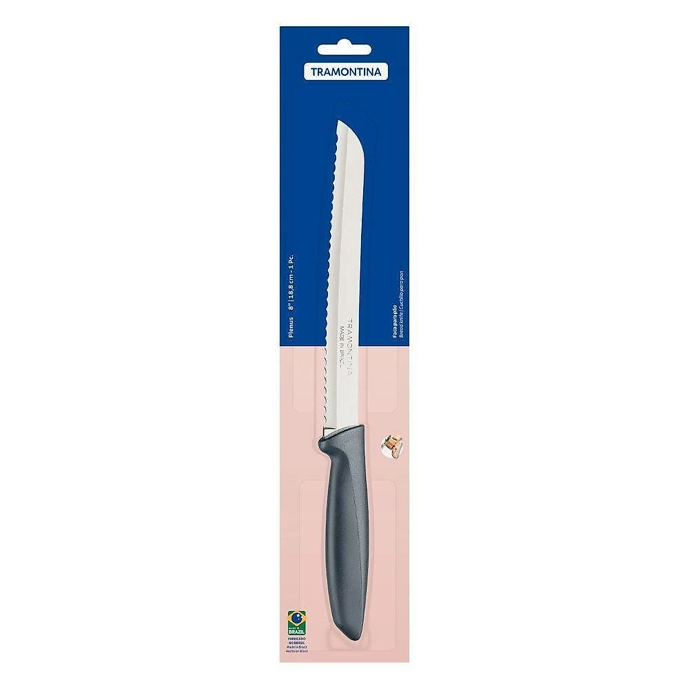 Faca para Pão Plenus Corte Serrilhado Aço Inox Cabo Polipropileno Cinza Tramontina webcontinental-7891112225152