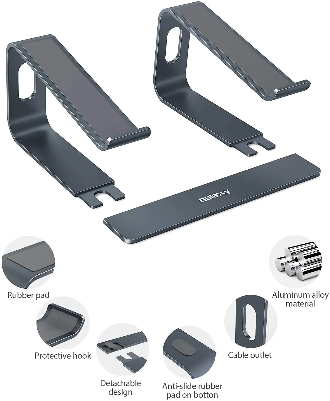 Suporte Ergonômico Laptop Nulaxy Ajustável Dobrável 2540cm Cinza