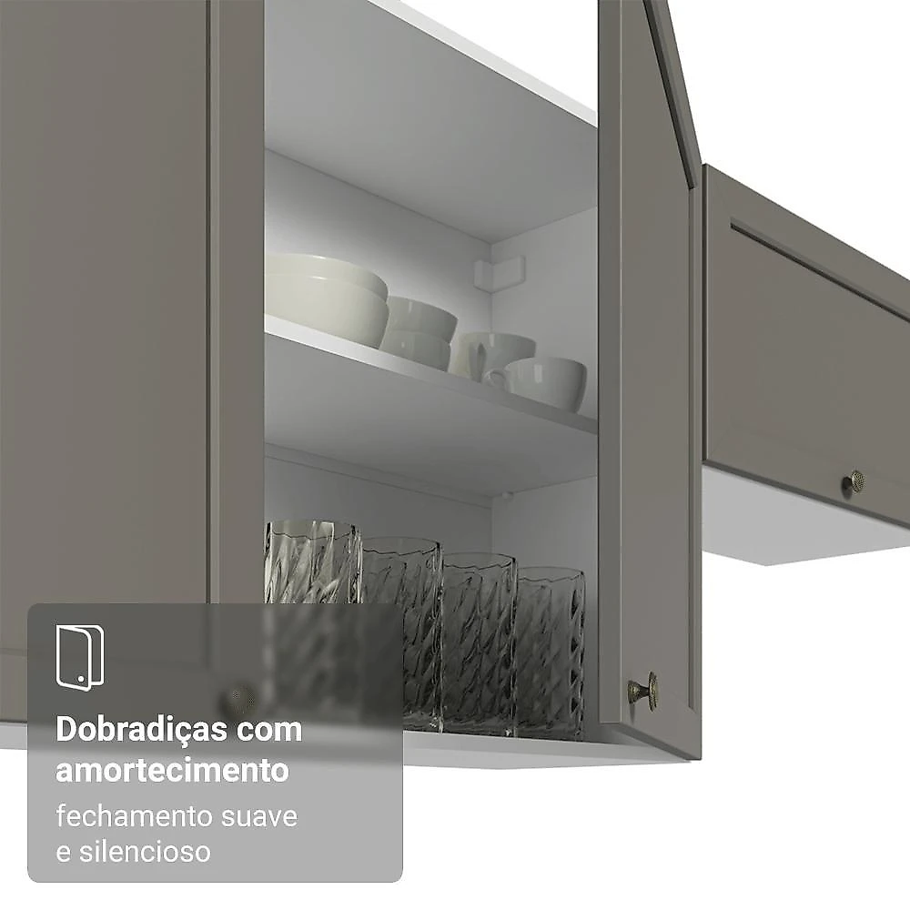 Armário aéreo 60 cm 1 porta branco/cinza vik madesa