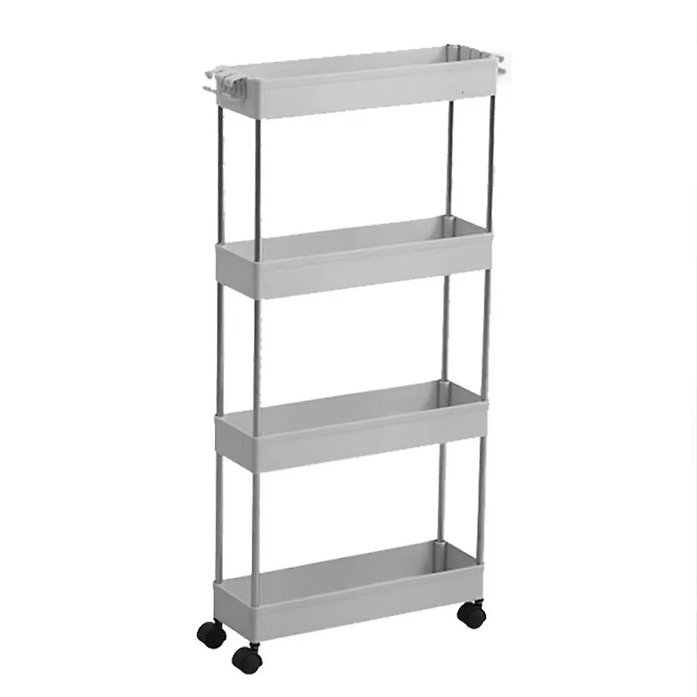 Carrinho Organizador SU-MANI 4 Prateleiras Polipropileno + Aço Inox Multiuso com Rodinhas Branco