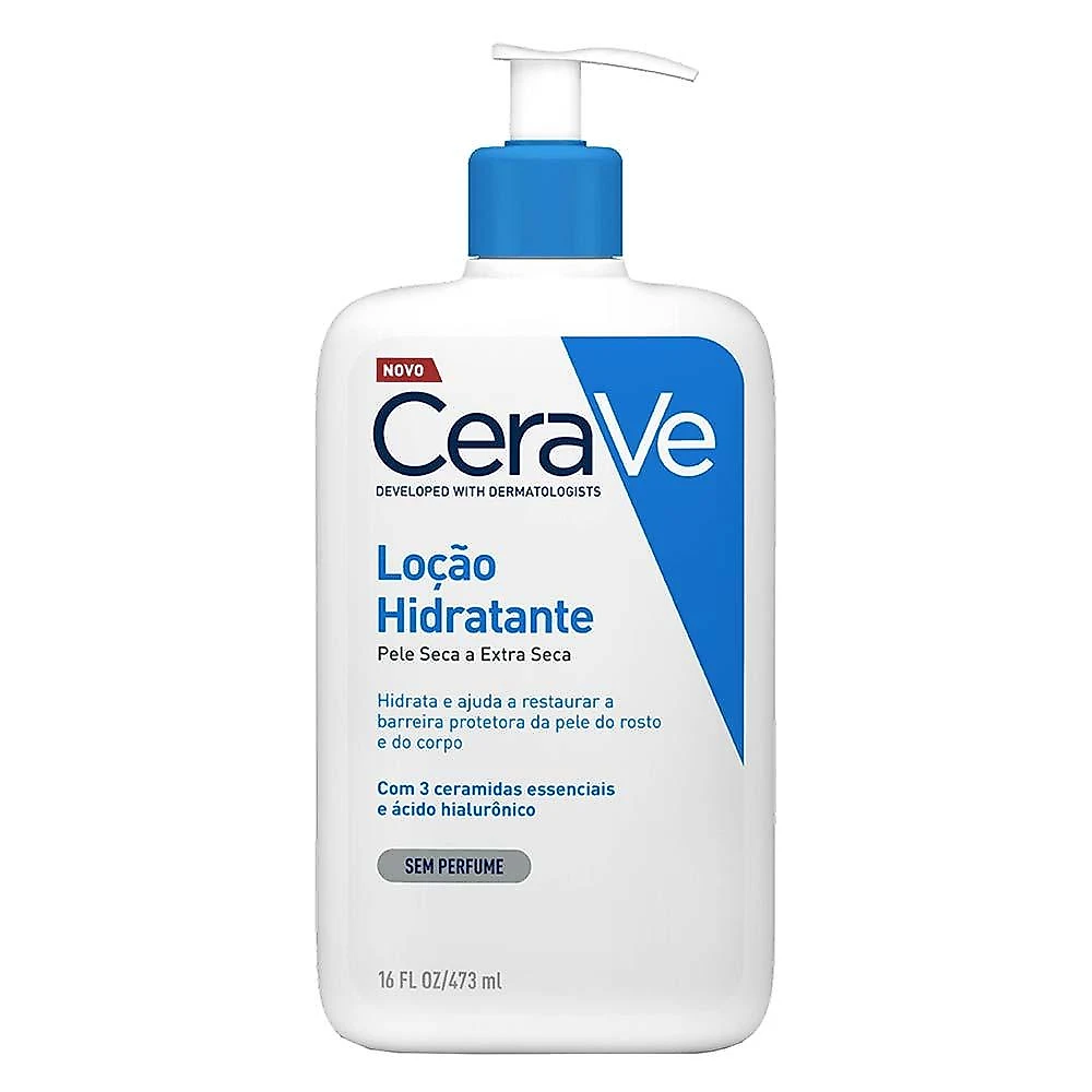 Loção hidratante corporal cerave para pele seca com Ácido hialurônico e ceramidas 473ml