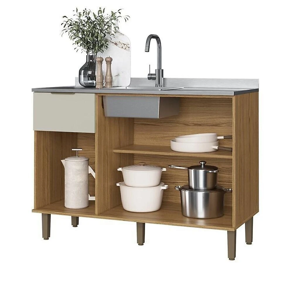 Cozinha Modulada 4 Peças com Paneleiro Florença Naturalle/Sabbia