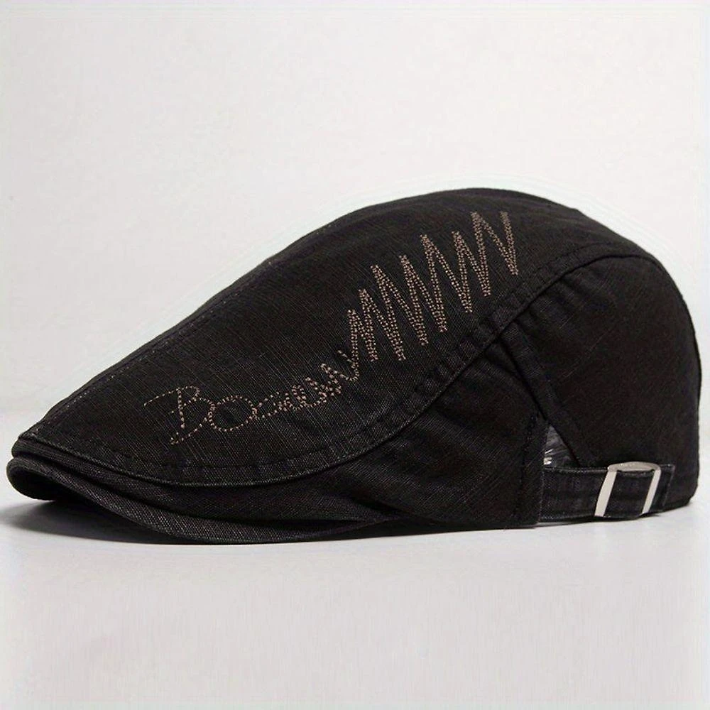 Boina Ajustvel Com Letras Bordadas Estilo Fashion Preto