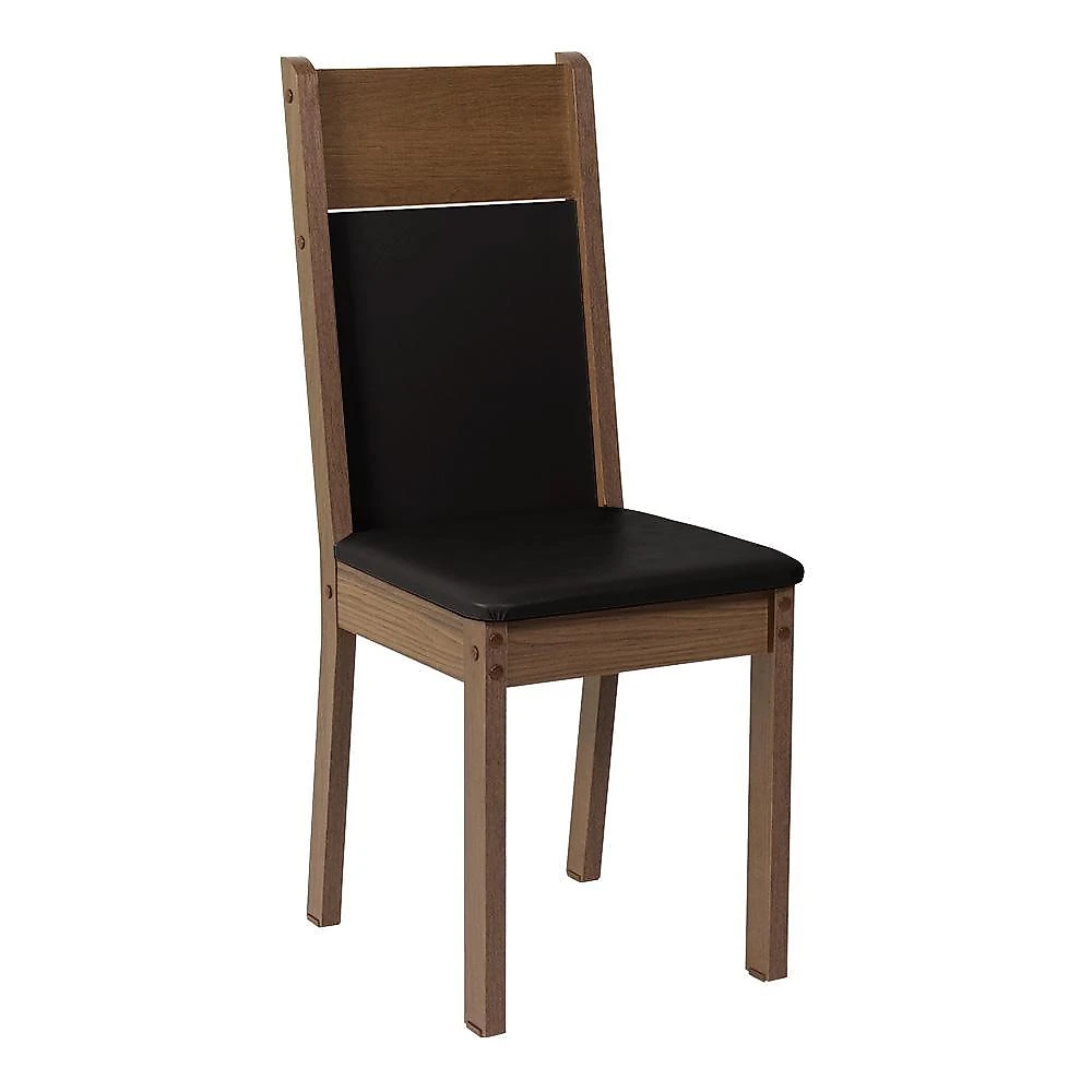 Conjunto sala de jantar mesa tampo de vidro 4 cadeiras rustic/preto eloá madesa