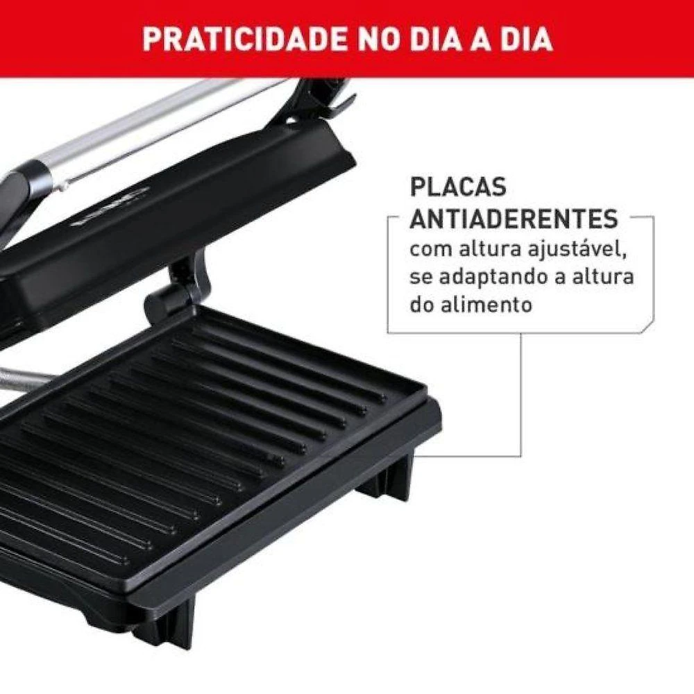 Grill Arno Compact Gpto Placa Superior Ajustável Antiaderente Preto 110V