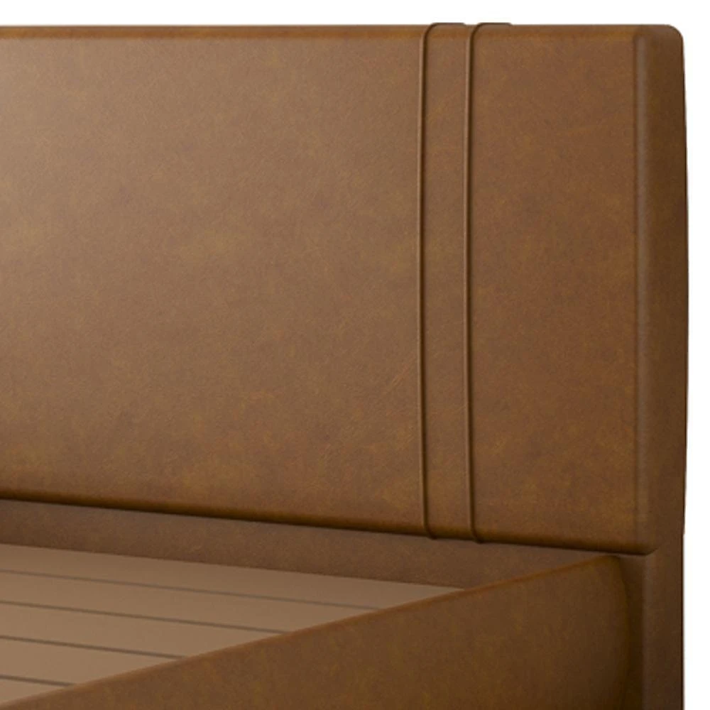 Cama Queen Flutuante Com Cabeceira 160cm Astra S04 Couríssimo Caramelo - Lyam Decor