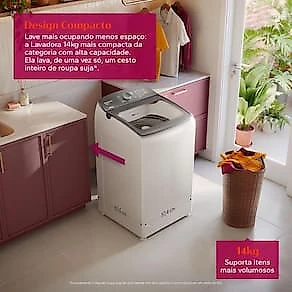 Lavadora de Roupas Brastemp BWF14AB 14kg Smart Sensor Ciclo Tira Mancha Cesto Inox Branca 110V