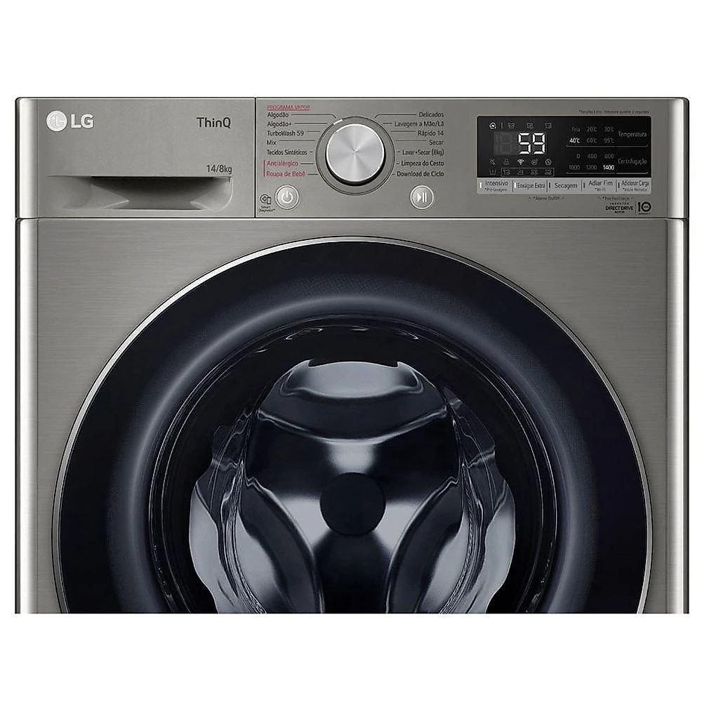 Lavadora e Secadora LG VC4 IA 14kg Inox Look CV5014PC4 110V