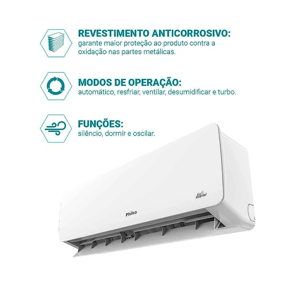 Ar Condicionado Split Hi Wall Eco Inverter Philco 30.000 Btus Frio 220V R-32