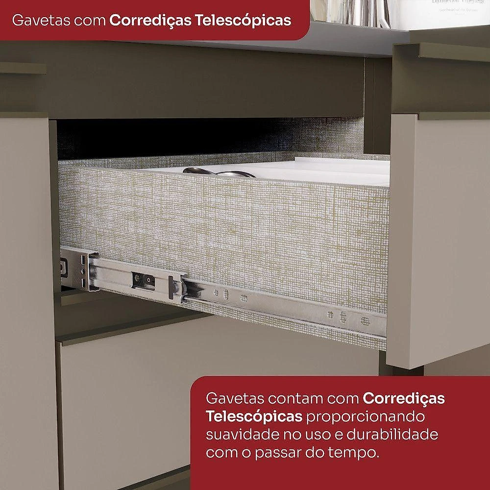 Cozinha Compacta Connect 10 Portas 5 Prateleiras MDF Duna-cristal Móveis Henn