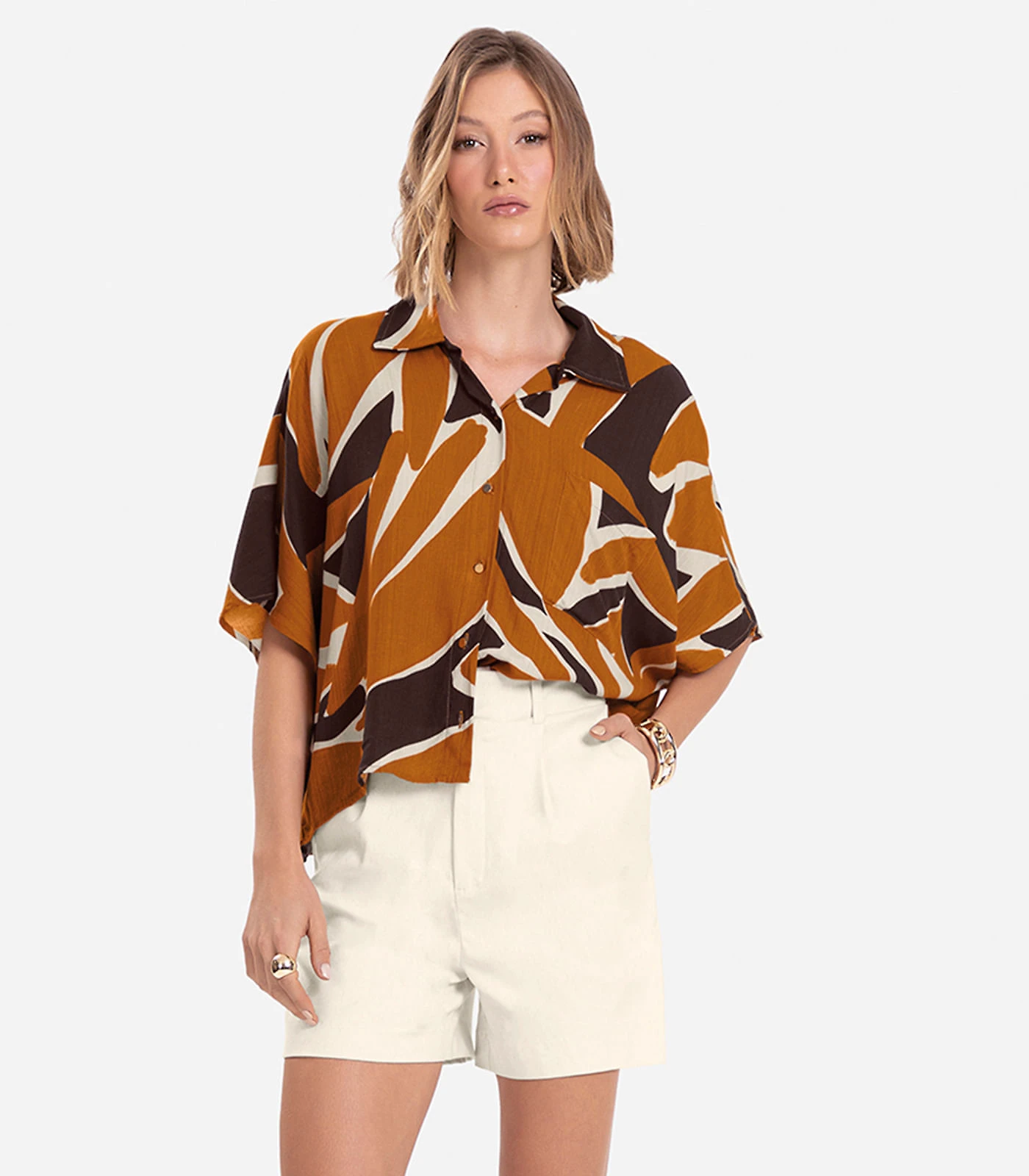 Camisa Feminina Estampada Endless Marrom