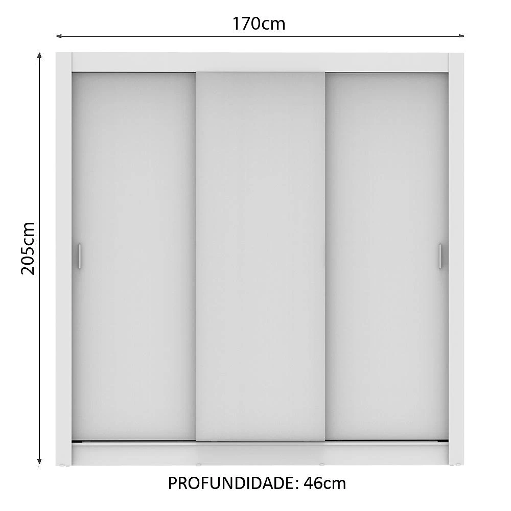 Miniatura Guarda Roupa Casal Madesa Mônaco 3 Portas de Correr Branco