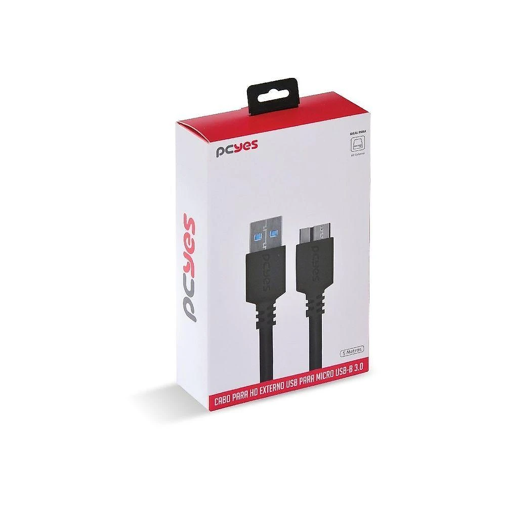 Cabo Usb 3.0 a Macho x Micro Usb B 3.0 5m para Dispositivos de Armazenamento Externo Pcyes