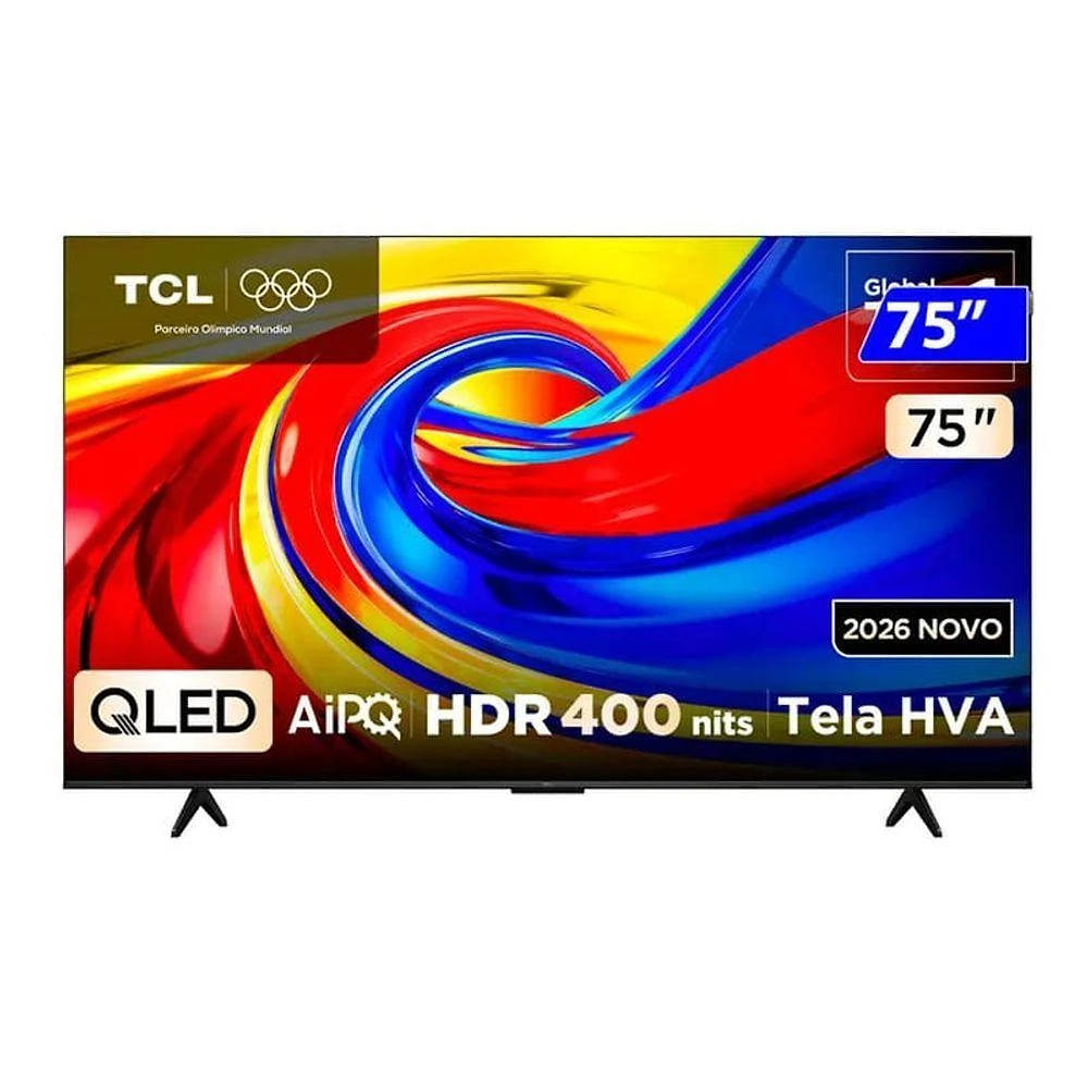 Smart TV TCL 75P7L 75" 4K Ultra HD QLED Preto Google TV Wi-Fi Bluetooth 110V