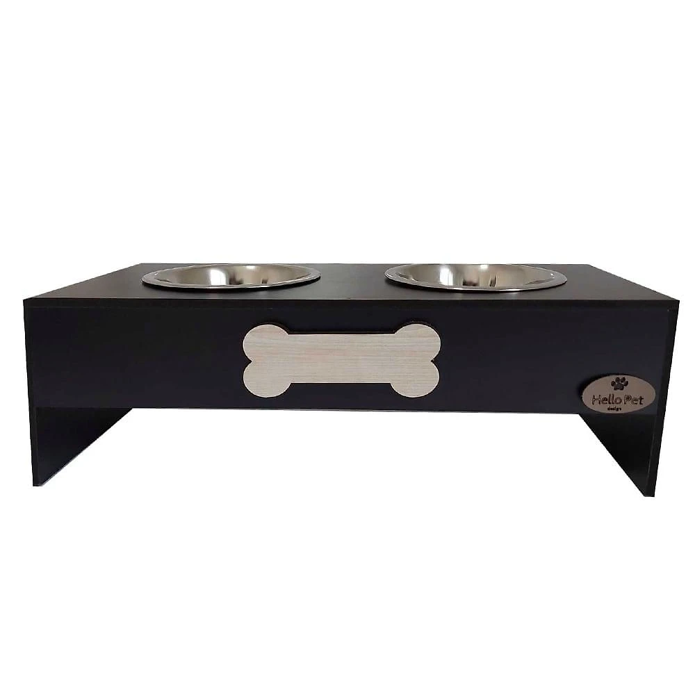 Comedouro Ossinho Preto para Cães - Tam. G
