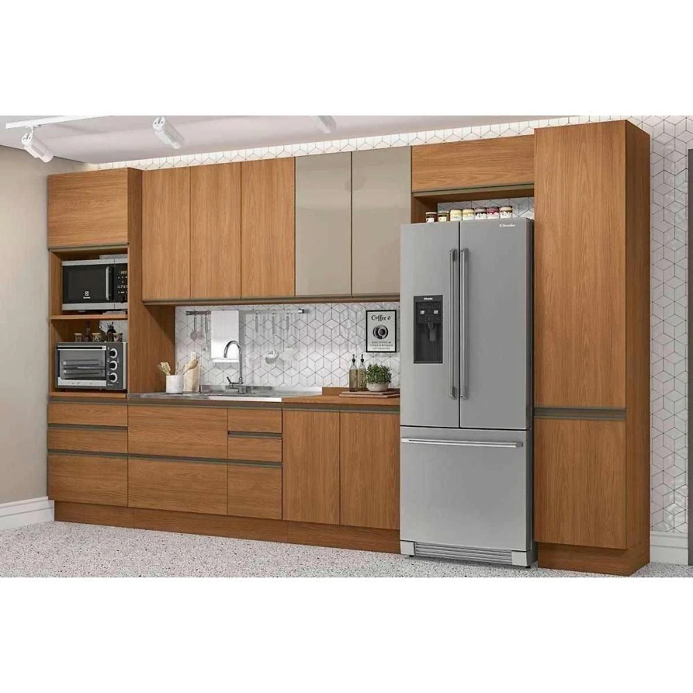 Cozinha Modulada Kappesberg Maxxi 8 Peças (3aéreos+2balcões+1complemento+2paneleiros) C8p45 Canela-kappesberg