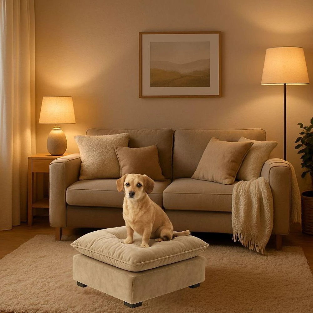 Cama Puff para Pet Tatite Decor para Cachorro e Gato Suede Capuccino 55cm X 40cm