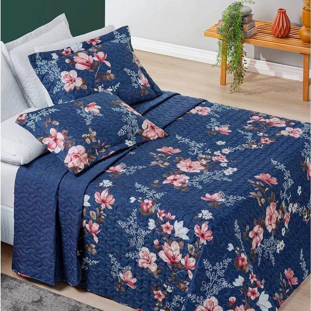 Cobre Leito Queen Dupla Face Avere 200 Fios Estampado 3 Peças - Encantada
