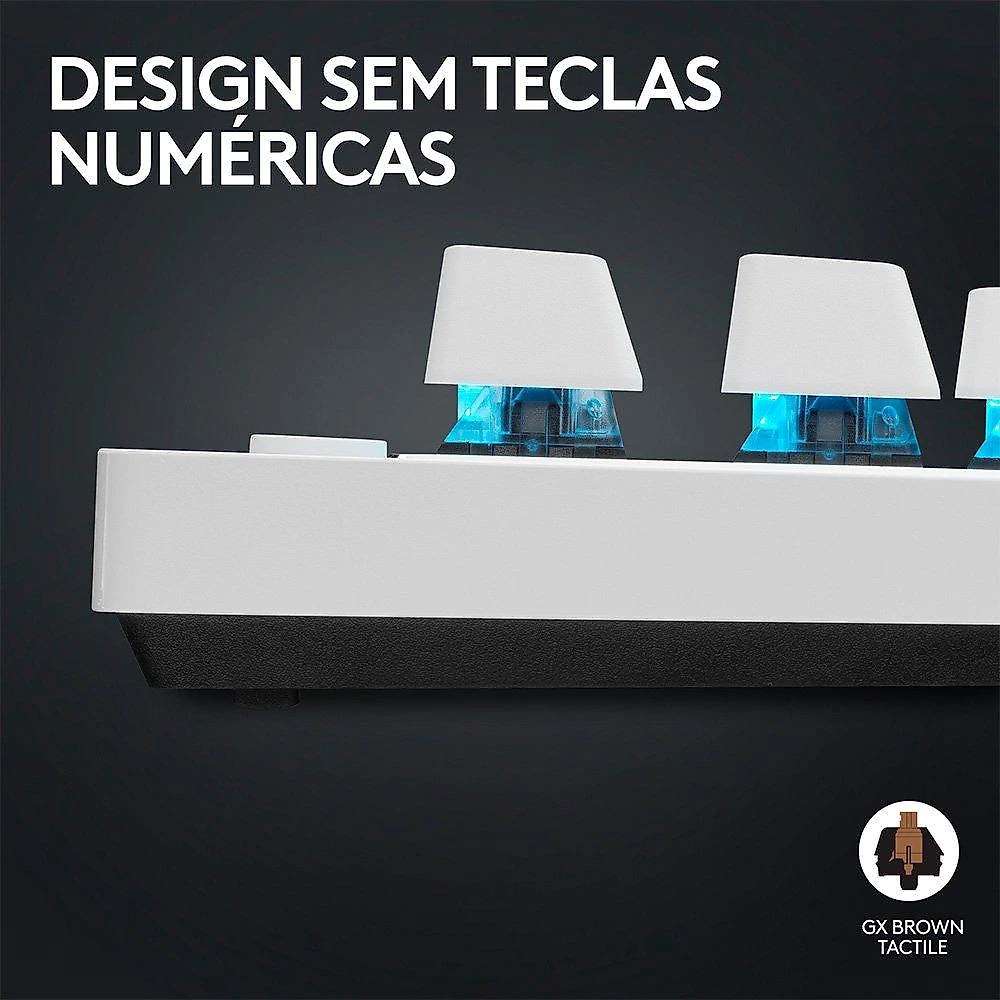 Teclado Gamer Sem Fio Logitech G Pro X com design TKL, Layout US, RGB LIGHTSYNC e Switch Exclusivo GX Brown Tactile, Branco - 920-012143