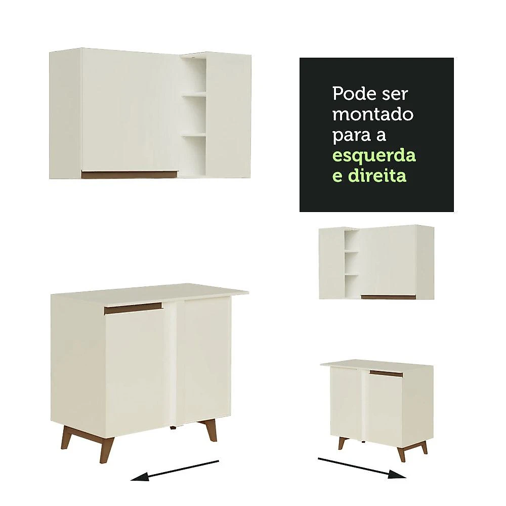 Cozinha Completa de Canto Madesa Reims 382001 com Armário e Balcão - Branco Branco