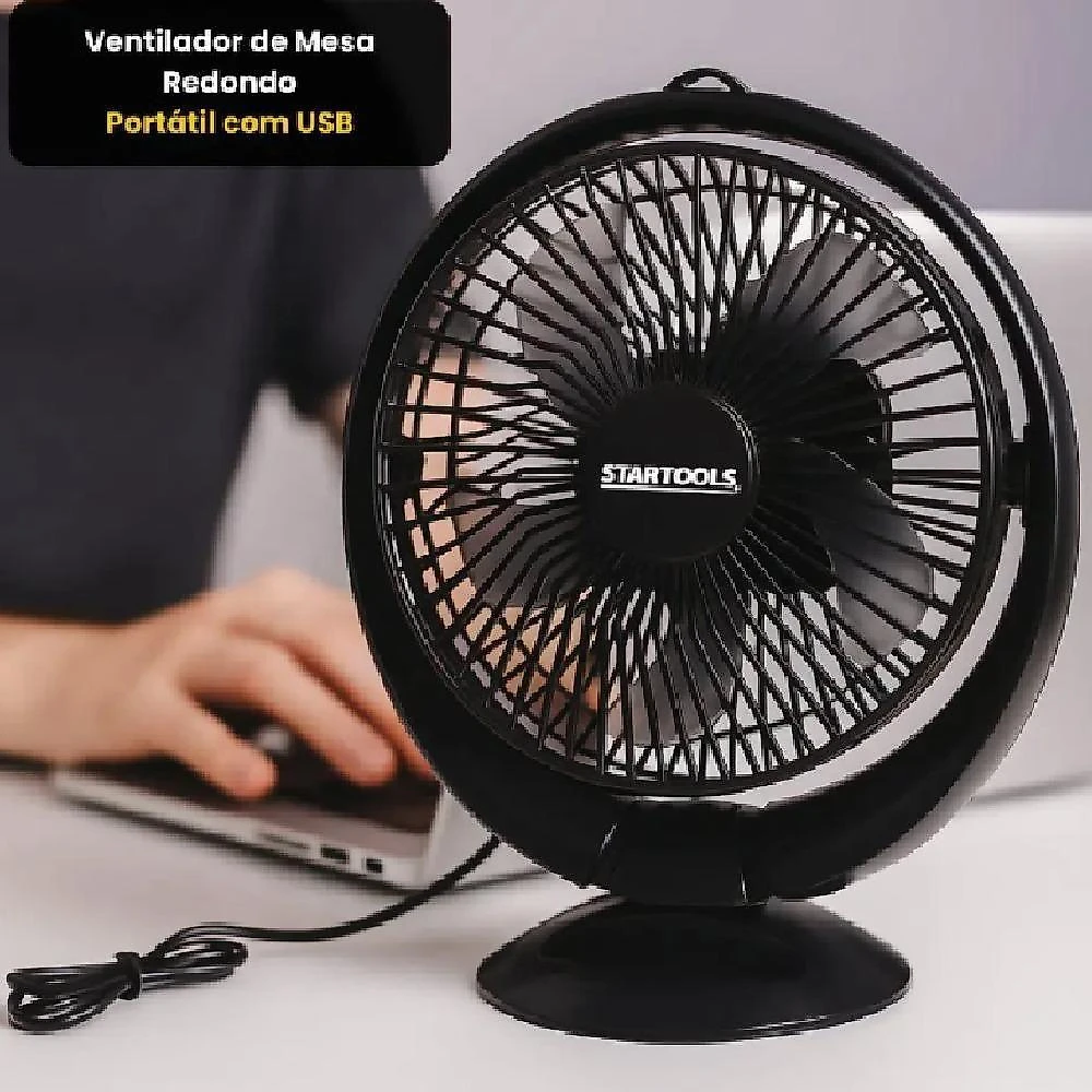 Mini Ventilador de Mesa Yeet 7,5W Usb 2 Velocidades Preto Portátil Silencioso 110V