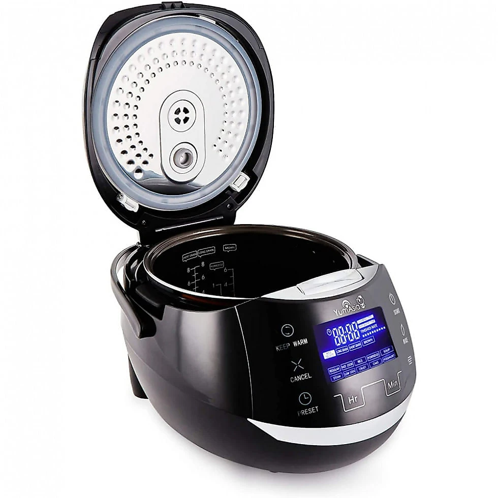 Panela de Arroz Elétrica até 8 Xícaras Não Cozidas, 110V 860W, Yum Asia, Preta