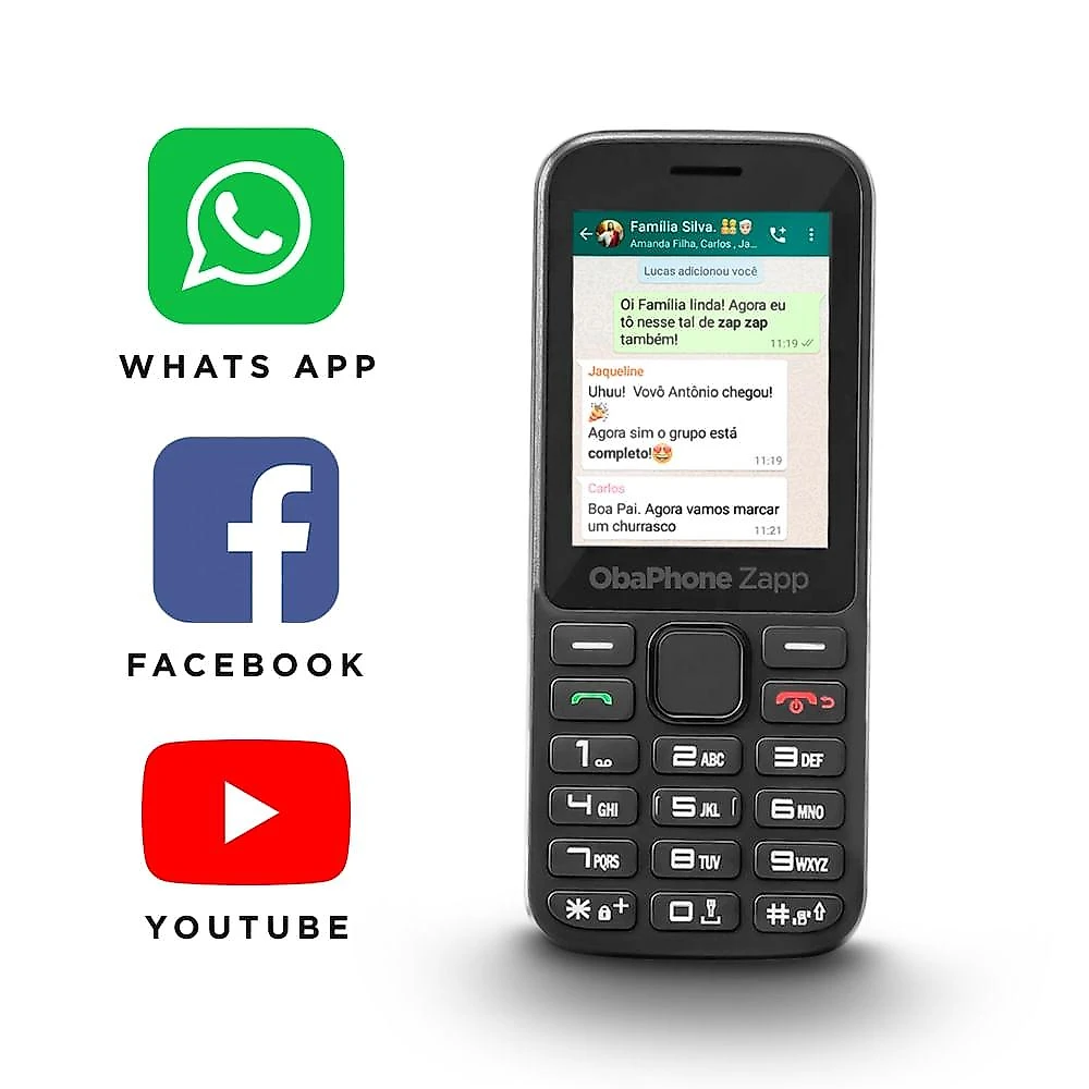 Obaphone zapp barrinha com whatsapp obabox - ob025out [reembalado] preto - bivolt