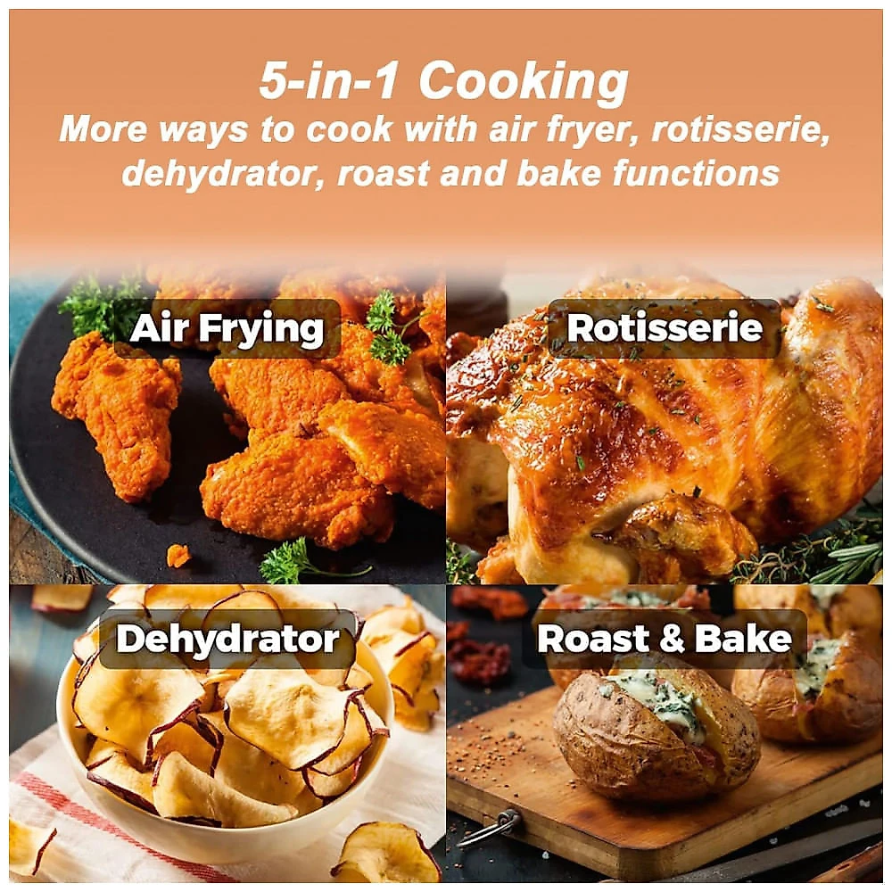Fritadeira Elétrica AirFryer 5 em 1, 15L com Painel Digital e Desligamento Automático, 110V 1400W, COYOUCO, Branca