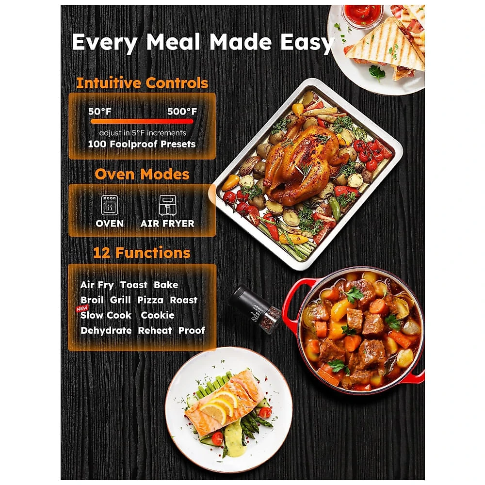 Forno Elétrico Nuwave Bravo XL Pro 30L Inox Air Fryer Convecção 100 Presets Sonda Digital 110V
