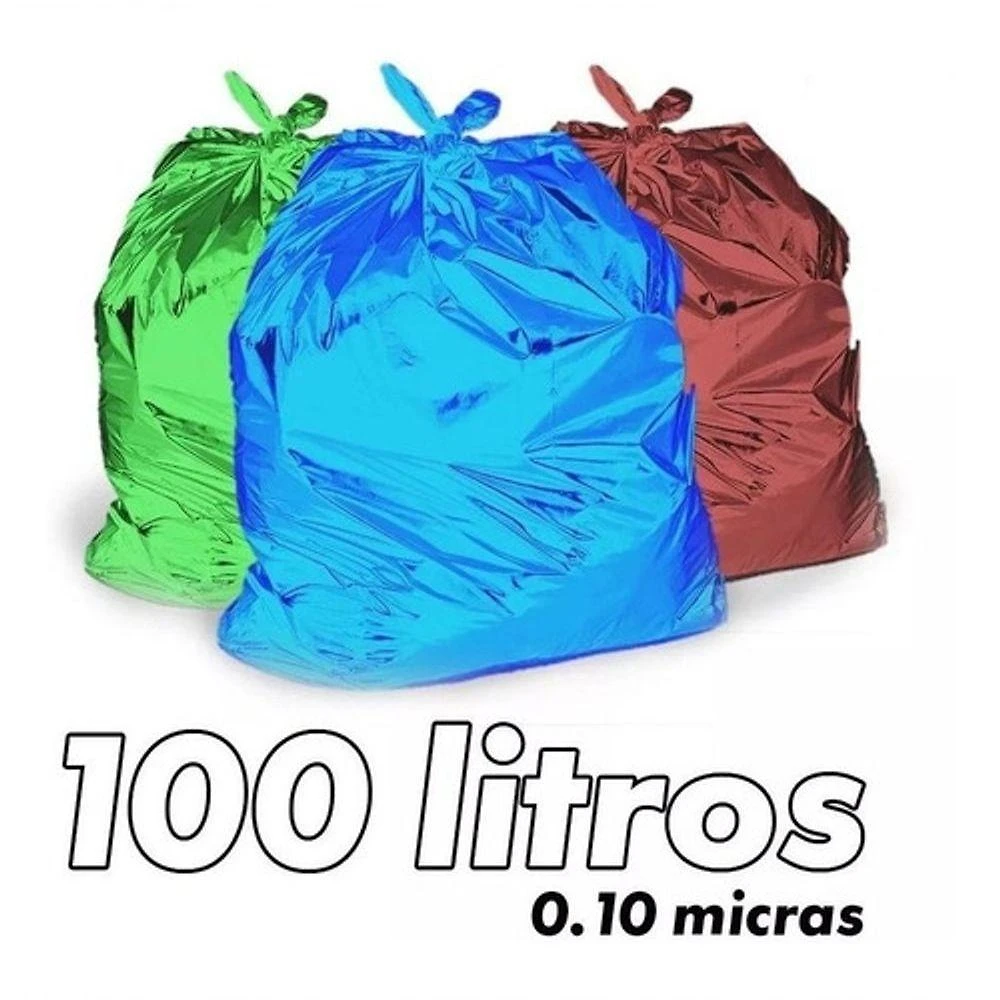 Higipack Kit 3 Saco de Lixo 100 Litros Reforçado 0,10 Azul 300 Unidades
