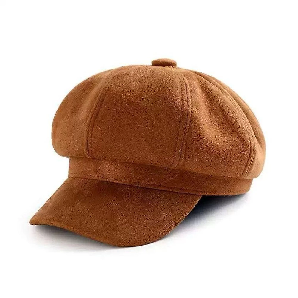 Gorro Chapéu Oem Boina 0364 Aveludado com Forro Liso Marrom Unissex