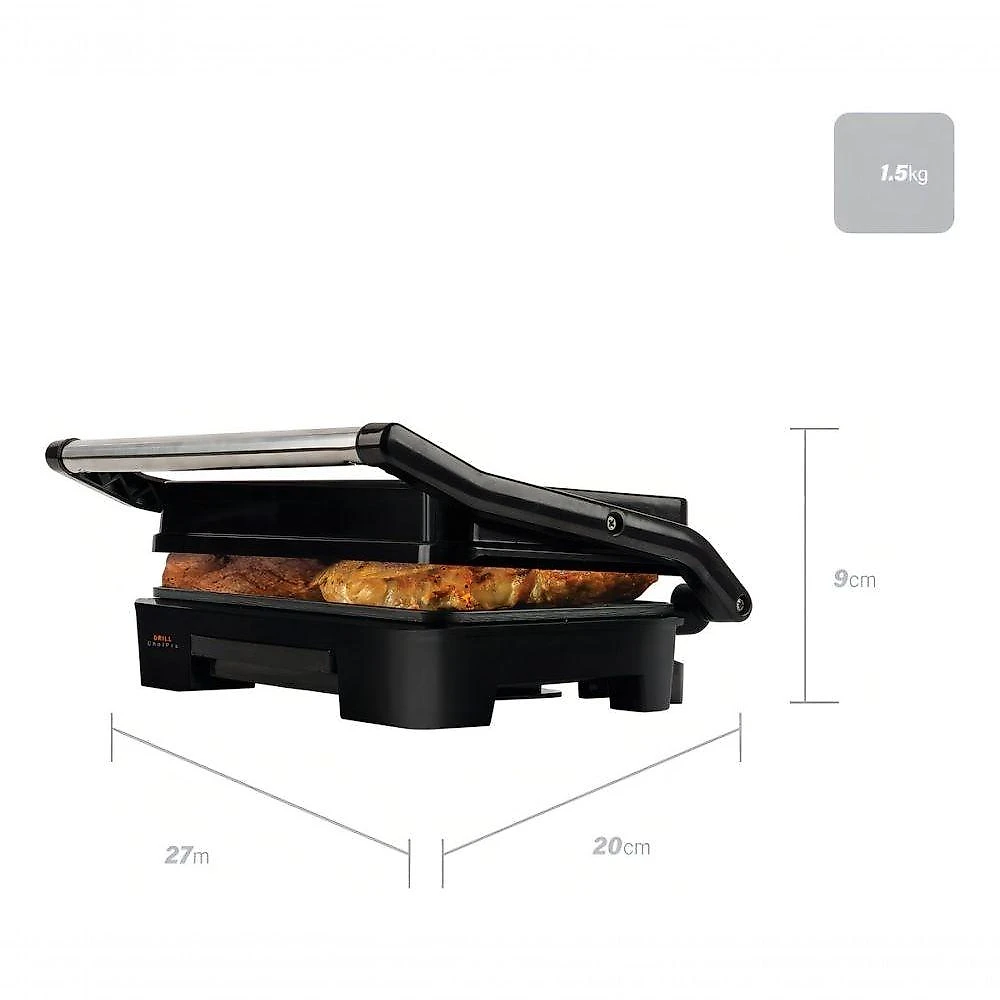Sanduicheira Grill Chefpro Antiaderente em Inox com Coletor de Gordura 900W Black 110V
